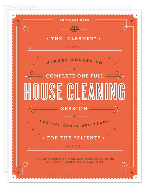 House Cleaning Contract Card