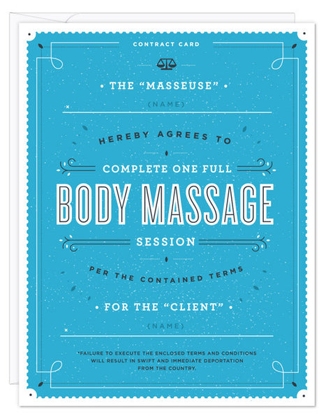 Body Massage Contract Card